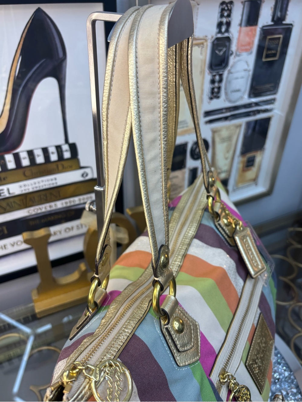 *SOLD*Coach 2010 y2k Poppy Legacy Stripe Glam Tote w/ matching wallet EUC - Picture 10 of 16